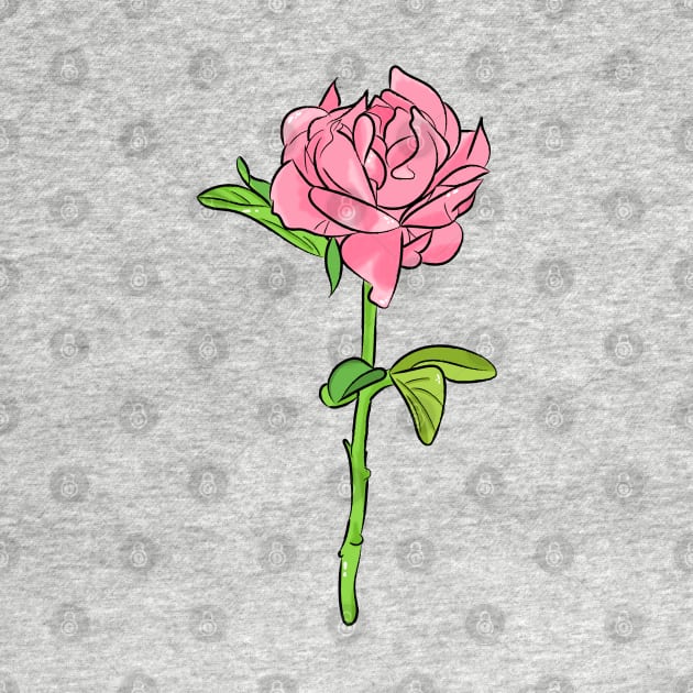 Beautiful pink rose with blue background. by Lizzamour